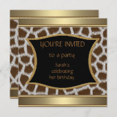 Invitations Annonces Giraffe Gold (Devant / Derrière)