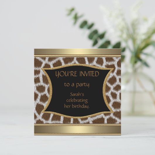 Invitations Annonces Giraffe Gold (Debout devant)