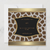 Invitations Annonces Giraffe Gold (Dos)