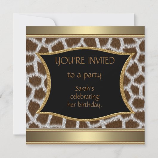 Invitations Annonces Giraffe Gold (Devant)