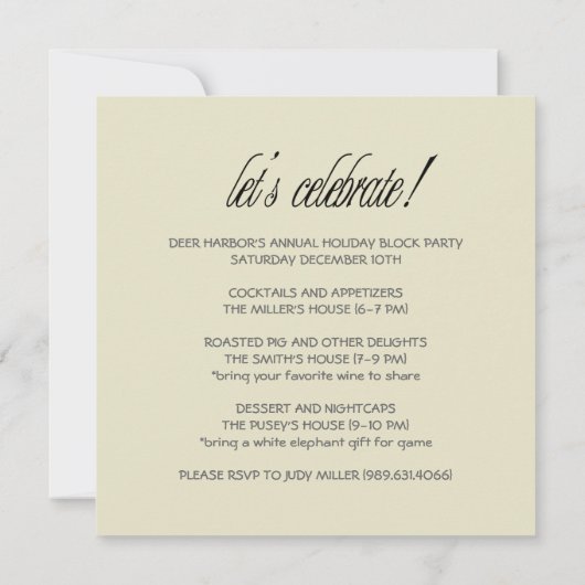 Invitations annuelles de fêtes de quartier (Dos)