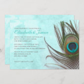 Invitations antiques de mariage de plume de paon (Devant / Derrière)