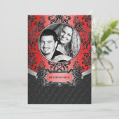 Invitations Apple Red & Black Mariage damassé (Debout devant)
