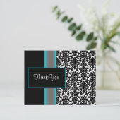 Invitations Aqua White Black Mariage damassé (Debout devant)
