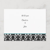 Invitations Aqua White Black Mariage damassé (Dos)