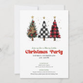 Invitations arbre de Noël rouge noir buffle festif (Devant)