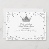 Invitations Argent Royal Crown & Confetti Party (Devant)