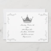 Invitations Argent Royal Crown & Confetti Party (Dos)