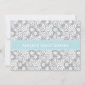 Invitations argentées bleues de sweet sixteen de (Dos)