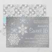 Invitations argentées bleues de sweet sixteen de (Devant / Derrière)
