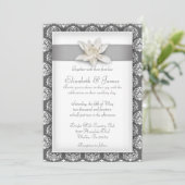 Invitations argentées de mariage damassé (Debout devant)