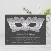 Invitations argentées de partie de mascarade de (Debout devant)