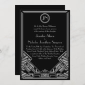 Invitations argentés noirs de mariage de style de (Devant / Derrière)