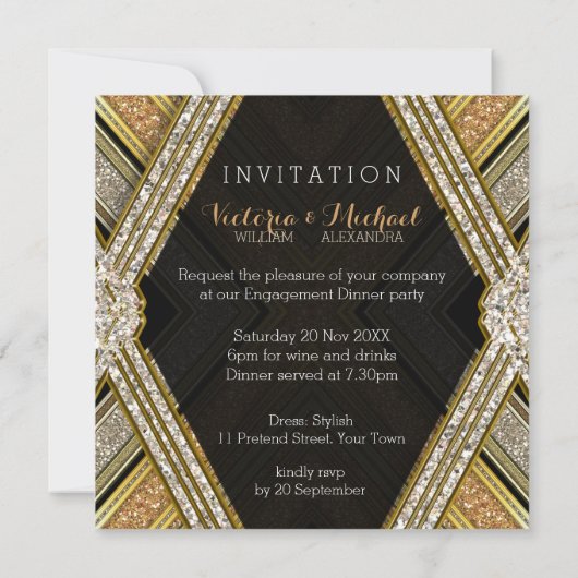 Invitations Art Déco Glamor (Dos)