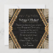 Invitations Art Deco Goldy Engagement Party (Dos)