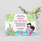 Invitations asiatiques d'anniversaire de sirène (Debout devant)