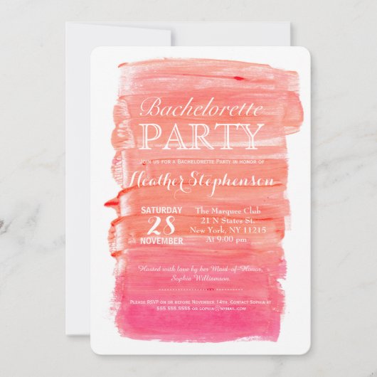 Invitations assez roses de partie de Bachelorette (Devant)