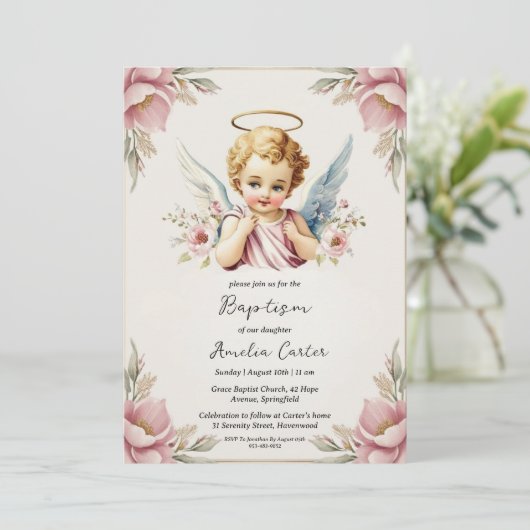 invitations au baptême d'ange (Debout devant)