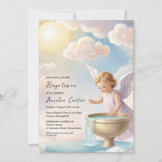 invitations au baptême d'ange (Devant)