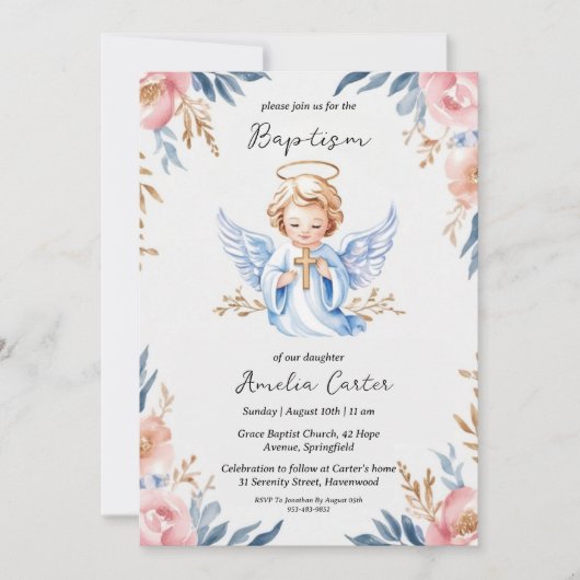 invitations au baptême d'ange (Devant)