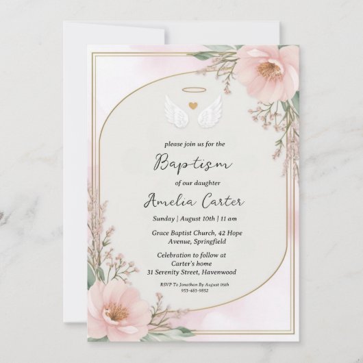 invitations au baptême d'ange (Devant)