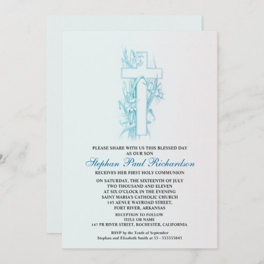 Invitations au baptême de la communion du garçon b (Devant / Derrière)