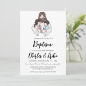 invitations au baptême jumeau moderne (Debout devant)