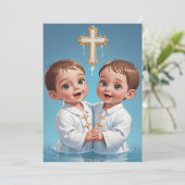 invitations au baptême jumeau moderne (Debout devant)