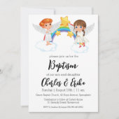 invitations au baptême jumeau moderne (Devant)