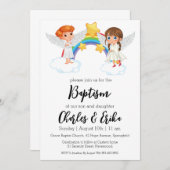 invitations au baptême jumeau moderne (Devant / Derrière)