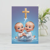 invitations au baptême jumeau moderne (Debout devant)