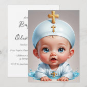 invitations au baptême minimaliste moderne (Devant / Derrière)