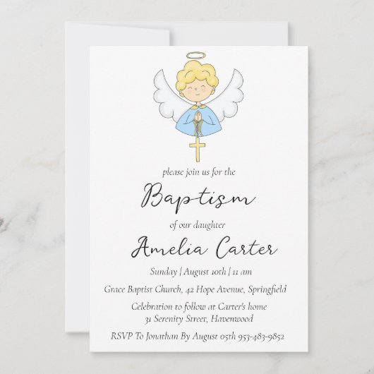 invitations au baptême minimaliste moderne (Devant)