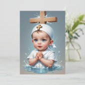 invitations au baptême minimaliste moderne (Debout devant)