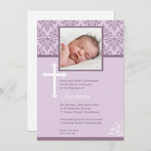 Invitations au baptême religieux (Devant / Derrière)