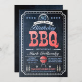 Invitations au barbecue 80e anniversaire | Tableau (Devant / Derrière)