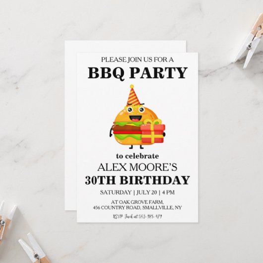 invitations au barbecue à 30e anniversaire (Devant/Arrière en situation)