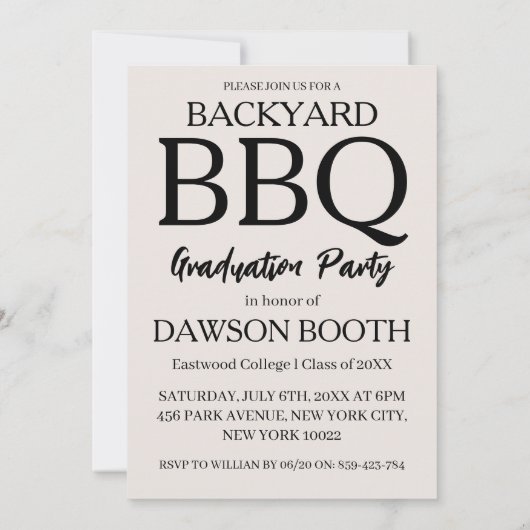 invitations au barbecue de graduation moderne (Dos)