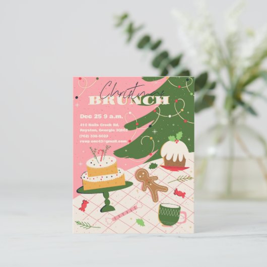 invitations au brunch de Noël de style rétro. (Debout devant)