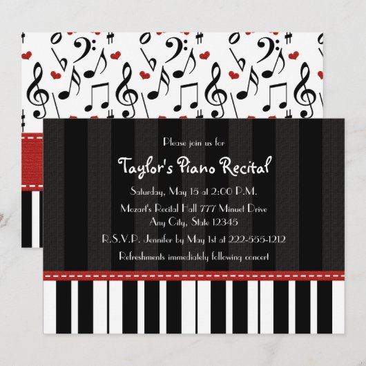 Invitations au considérant de piano Invitations (Devant / Derrière)