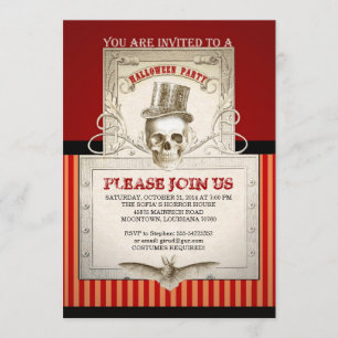 Invitations au crâne vintage de la fête d'Hallowee