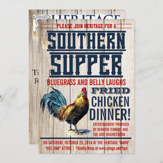 Invitations au dîner de poulet frit (Devant / Derrière)