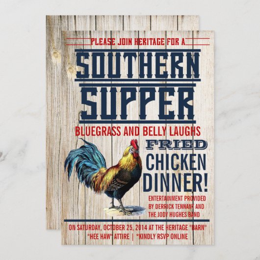 Invitations au dîner de poulet frit (Devant / Derrière)