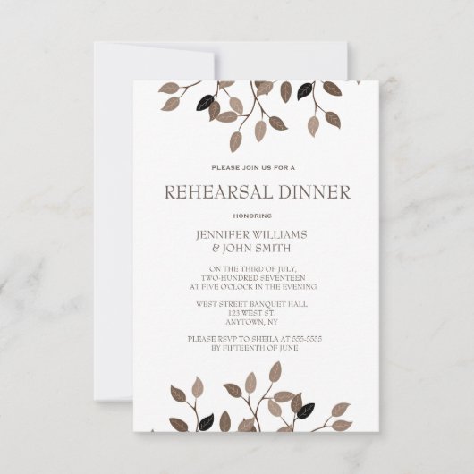 Invitations au dîner de répétition de feuilles mod (Devant)