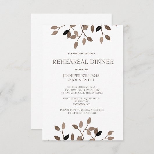 Invitations au dîner de répétition de feuilles mod (Devant / Derrière)