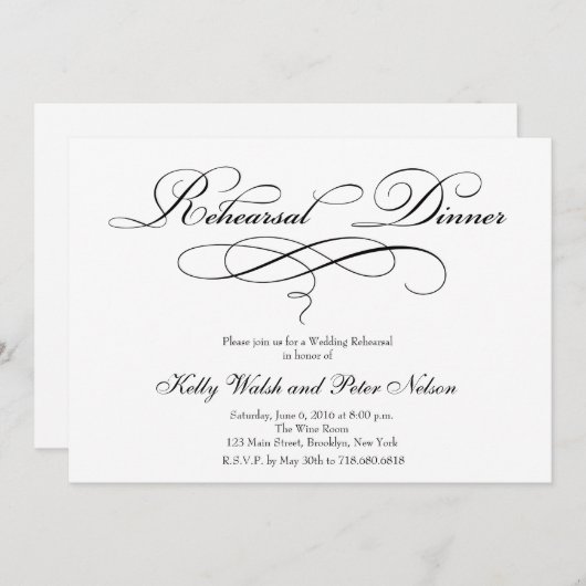 Invitations au dîner de répétition Mariage (Devant / Derrière)