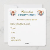 Invitations au dîner d'Iftar (Dos)