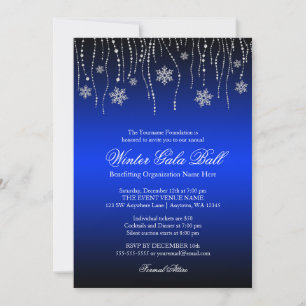 Invitations au gala des Snowflakes d'argent bleu