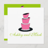 Invitations au gâteau Mariage Pearl Vert rose (Devant / Derrière)