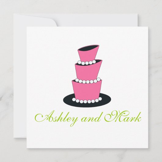 Invitations au gâteau Mariage Pearl Vert rose (Devant)